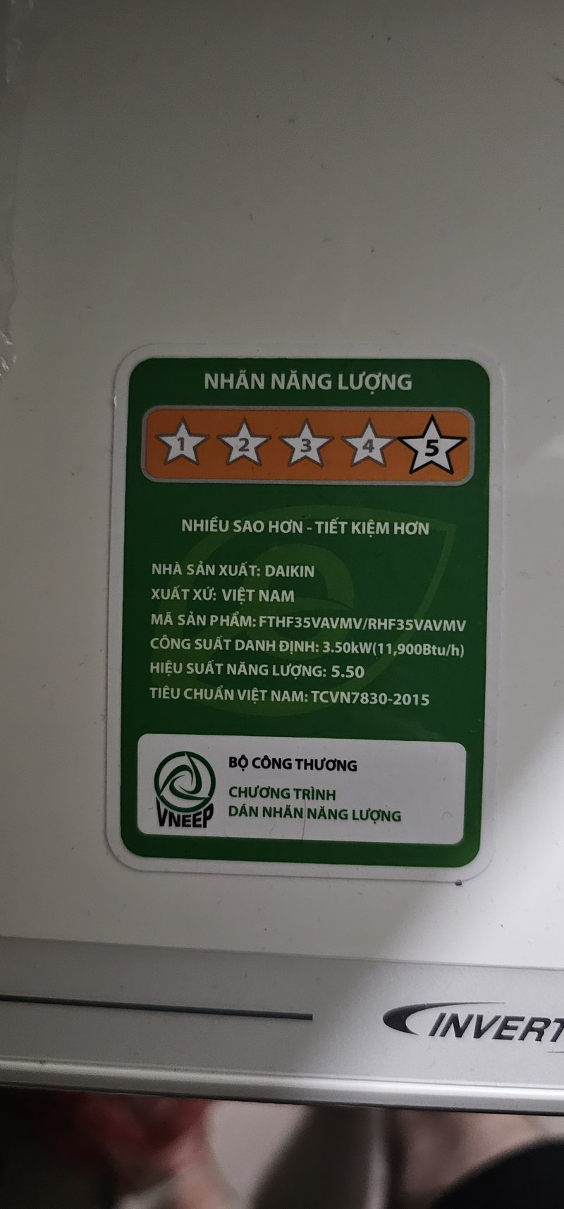 Điều hòa Daikin 1.5Hp inverter 2 chiều